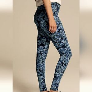 J.JILL breathable LEGGINGS brand new SIZE XL blue paisley COTTON RICH waist 36"